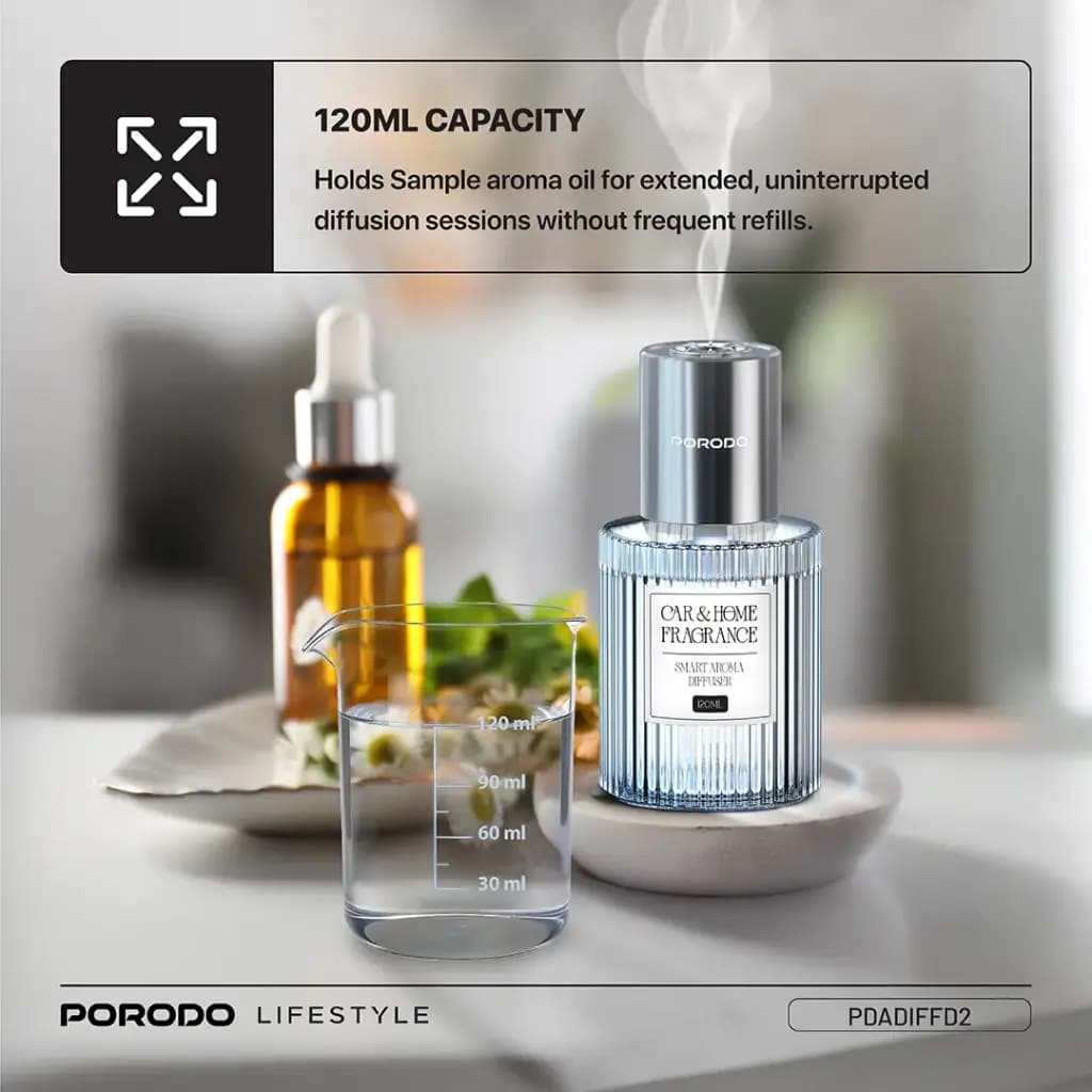 بخور ساز و خوشبو کننده 120 میلی لیتری پرودو Porodo Lifestyle Grasse Smart Aroma Diffuser — تصویر ۳