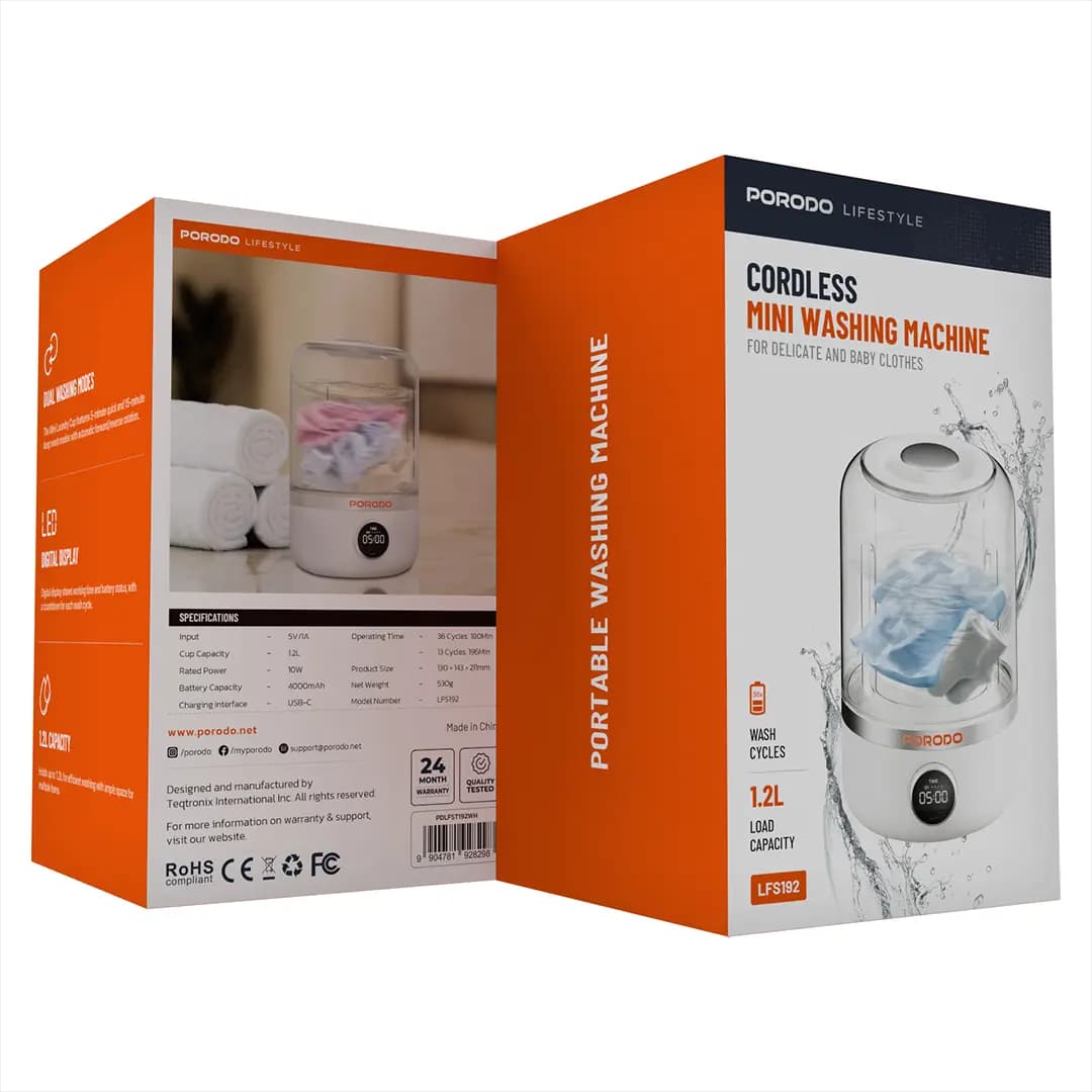 ماشین لباسشویی مینی پرودو مدل Cordless Mini Washing Machine PD-LFST192WH — تصویر ۴