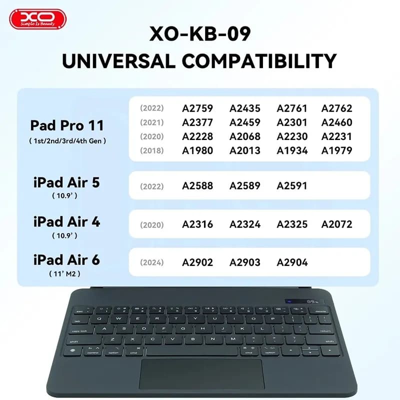 کیبورد هوشمند مخصوص آیپد ایکس او مدل XO KB-09 — تصویر ۹