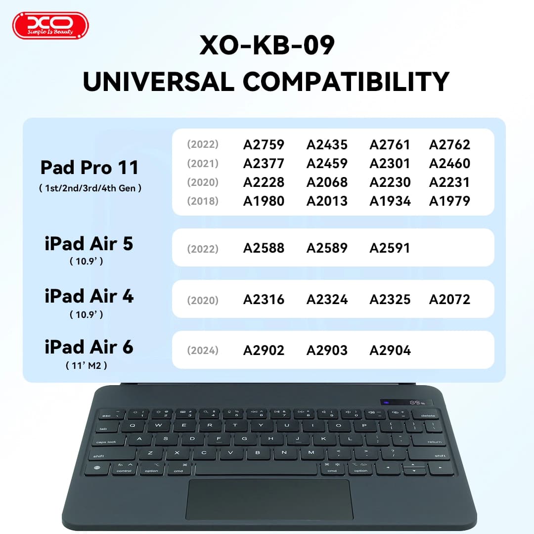 کیبورد هوشمند مخصوص آیپد ایکس او مدل XO KB-09 — تصویر ۳
