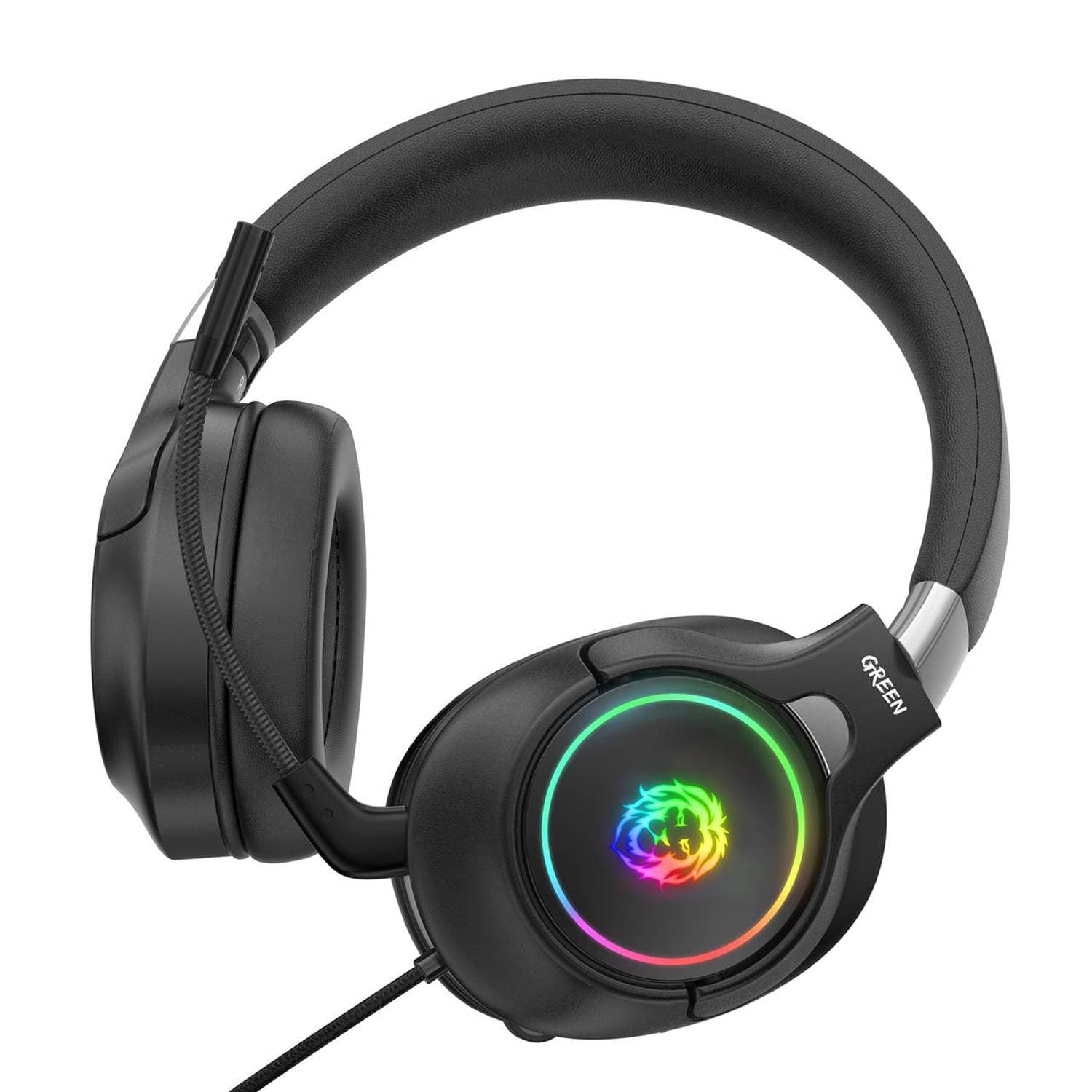 هدست گیمینگ همراه rgb گرین لاین مدل Green Lion K10 RGB Lighting GNK10RGBBK — تصویر ۲