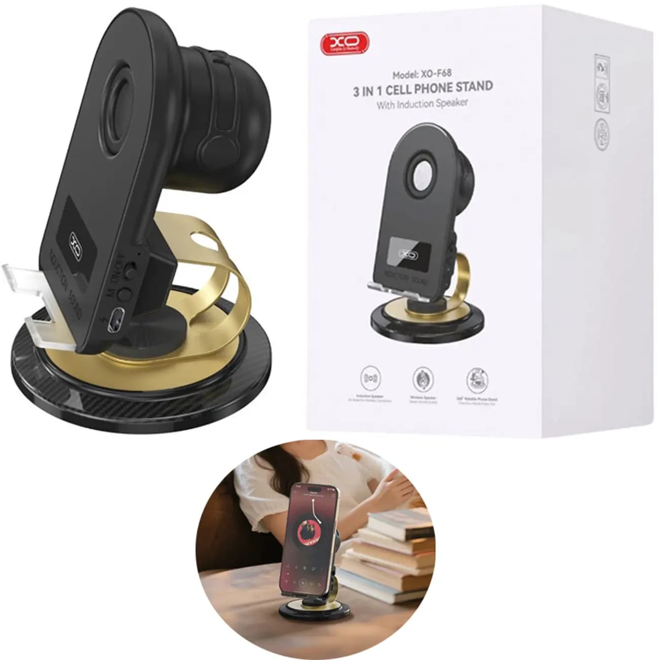 هولدر و نگهدارنده رومیزی اسپیکر دار ایکساو XO F68 Wireless Speaker And Charger — تصویر ۳