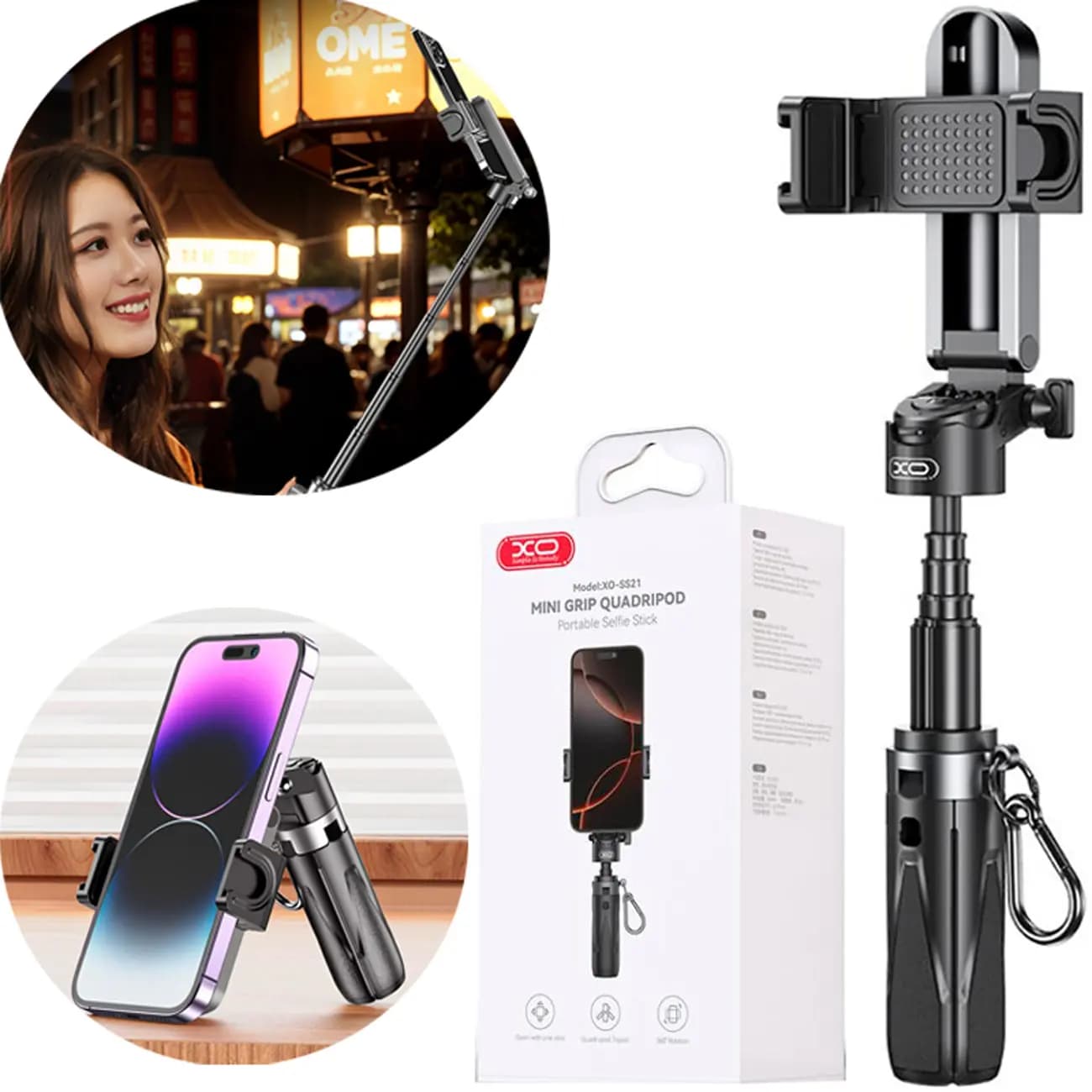 سه پایه موبایل و مونوپاد ایکس‌او XO SS21 XO Selfie Stick with Bluetooth SS21 — تصویر ۳