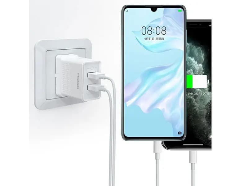 شارژر دیواری دو پورت و کابل لایتنینگ مک دودو Mcdodo CH-5720 Dual USB Travel Charger Set UK — تصویر ۴