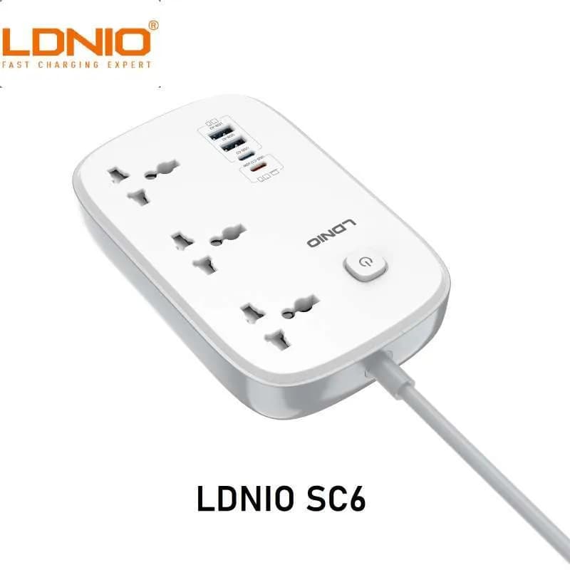 چندراهی برق الدینیو مدل LDNIO SC6 Power Strip 45W USB-C Port — تصویر ۲