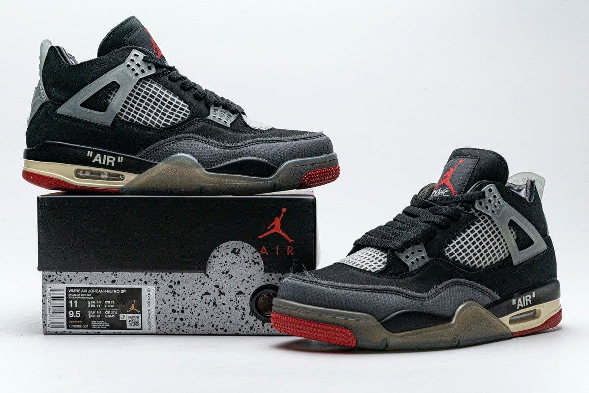 نایک ایر جردن ۴ آف وایت مشکی Nike air Jordan 4 off white black