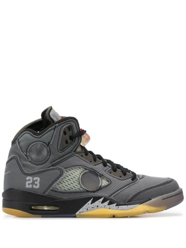 نایک ایر جردن ۵ آف وایت طوسی تیره Nike air jordan 5 off-white dark grey
