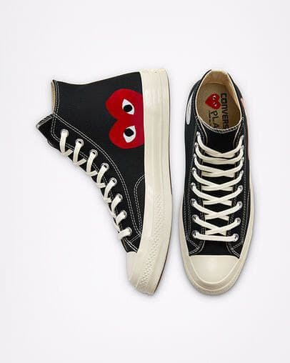 کانورس آل استار ساقدار پلی قلبی مشکی Converse all stars play black — تصویر ۴