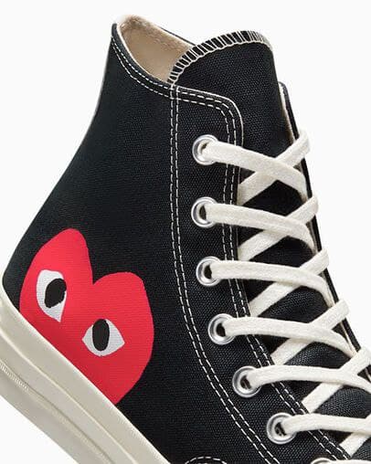 کانورس آل استار ساقدار پلی قلبی مشکی Converse all stars play black — تصویر ۲
