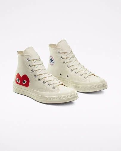 کانورس آل استار ساقدار پلی قلبی تمام سفید Converse all stars play white — تصویر ۵