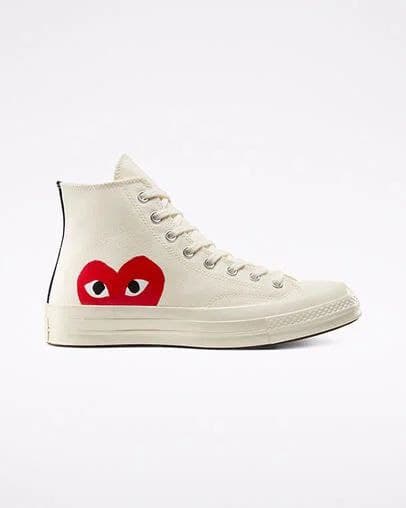 کانورس آل استار ساقدار پلی قلبی تمام سفید Converse all stars play white