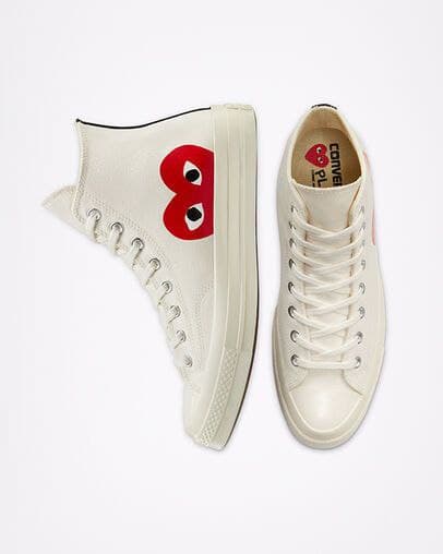 کانورس آل استار ساقدار پلی قلبی تمام سفید Converse all stars play white — تصویر ۳