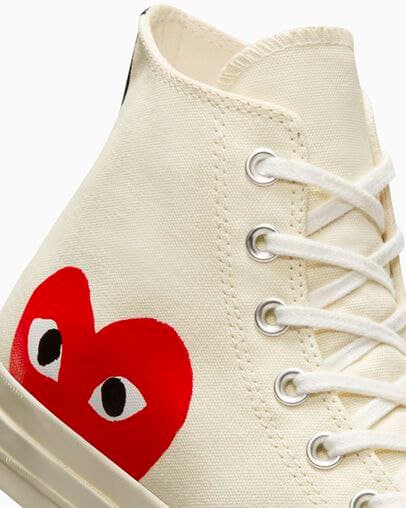 کانورس آل استار ساقدار پلی قلبی تمام سفید Converse all stars play white — تصویر ۸