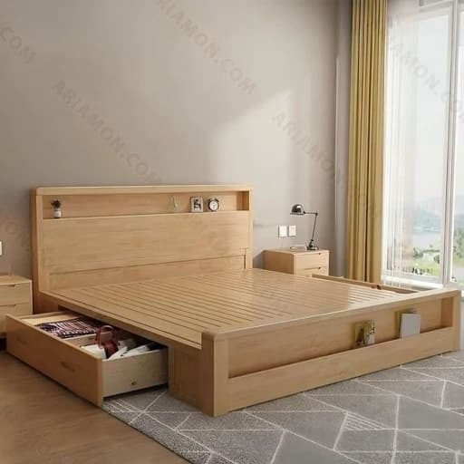 تخت خواب دو نفره کشو دار مبلمان فرنا مدل 1143133