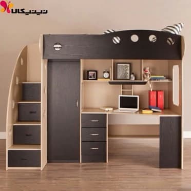 تخت خواب دوطبقه ای بزرگ سال مدل میز تحریر BL00145 مبلمان فرنا مدل 1143091