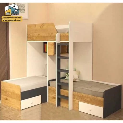 تخت خواب دوطبقه ای کودک ونوجوان تمام ام دی اف F130 مبلمان فرنا مدل 1143073