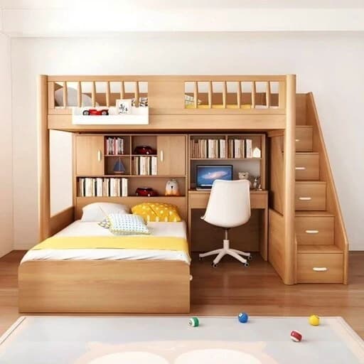 تخت خواب دوطبقه ای کودک ونوجوان مدل میز تحریر دارBL00131 مبلمان فرنا مدل 1143050