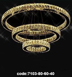چراغ آویز مدرن 8103 سه حلقه کریستالی بزرگ