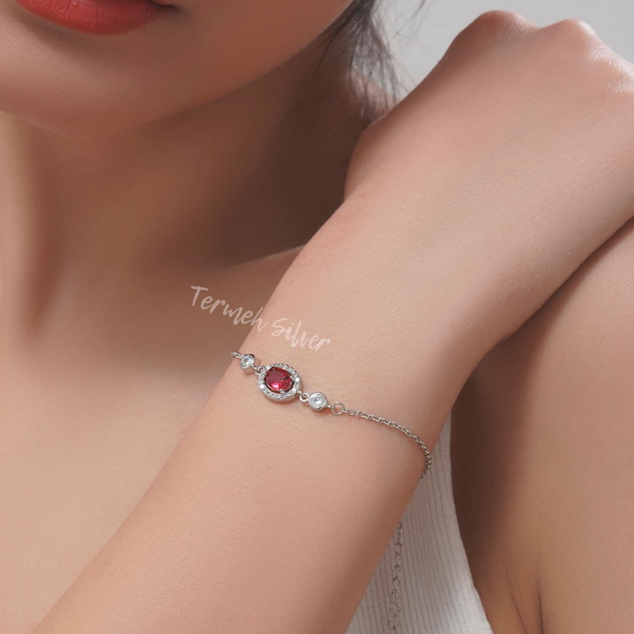 دستبند نقره یاقوت سرخ DT 1083