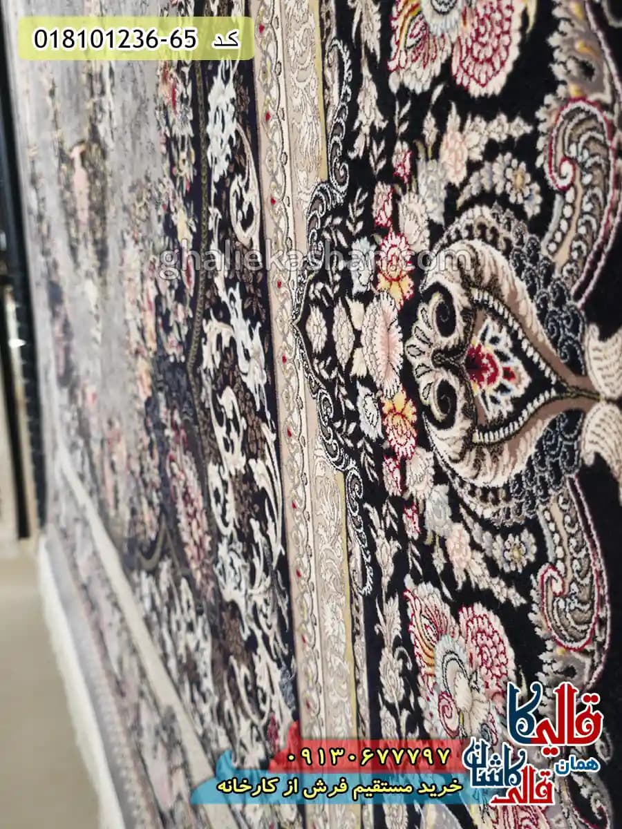 فرش 1200 شانه طرح مهشید زمینه طوسی متالیک کاشان — تصویر ۵