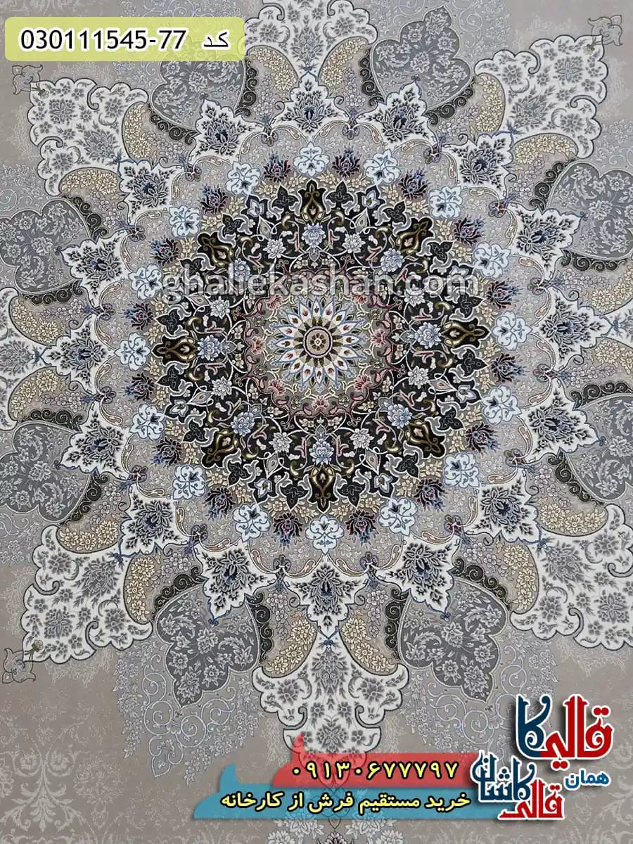 فرش 1500 شانه طرح بهدیس زمینه فیلی گل برجسته کاشان — تصویر ۴