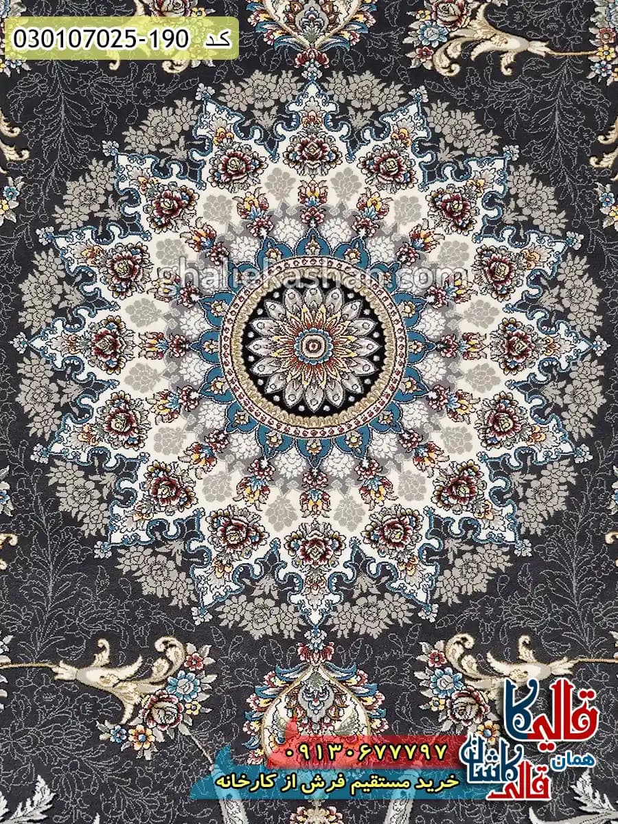 فرش 700 شانه طرح میراث زمینه طوسی دودی کاشان — تصویر ۴