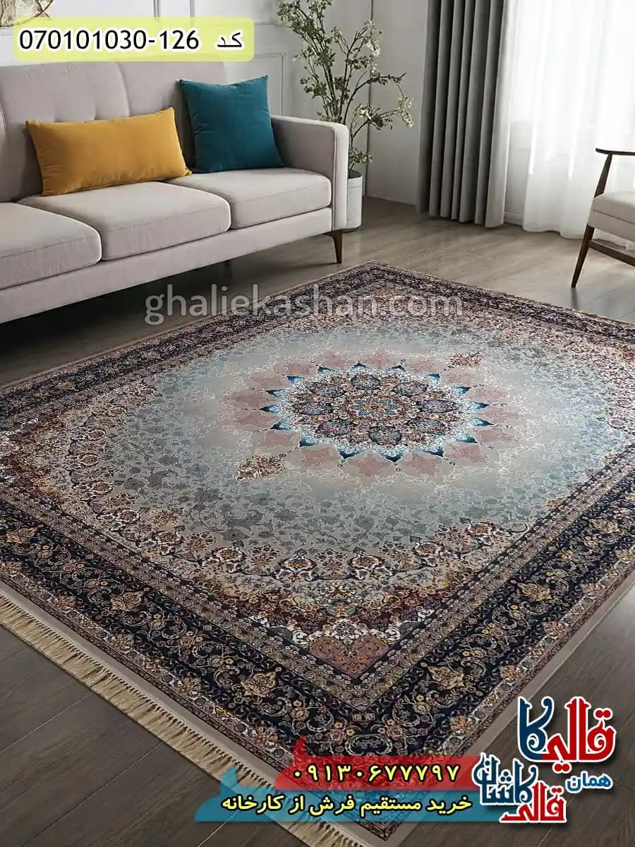 فرش 1000 شانه طرح هستی زمینه موشی کاشان