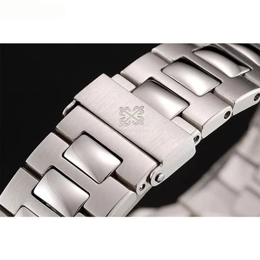 ساعت مچی مردانه پتک فیلیپ موتور ژاپن مدل ناتیلوس نقره ای سورمه ای (Patek Philippe Nautilus) — تصویر ۶