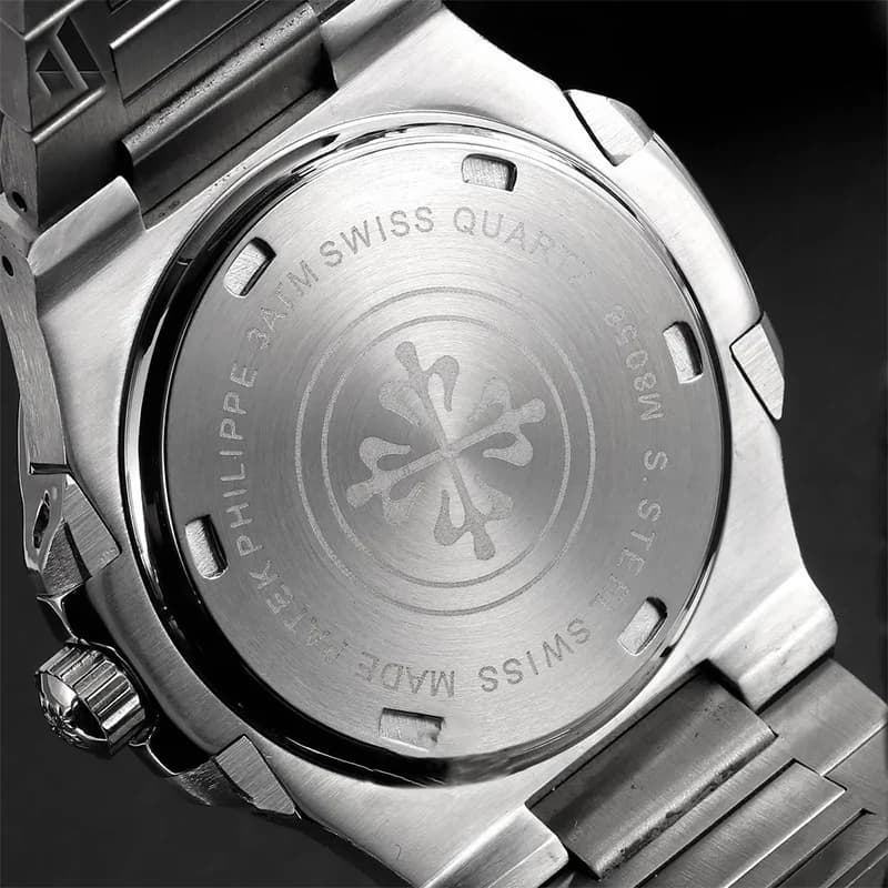 ساعت مچی مردانه پتک فیلیپ موتور ژاپن مدل ناتیلوس نقره ای (Patek Philippe Nautilus) — تصویر ۴