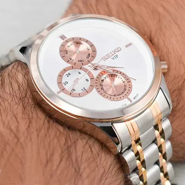 ساعت مچی عقربه ای مردانه سیکو سفید رزگلد مدل 9113HS-M — تصویر ۱۲