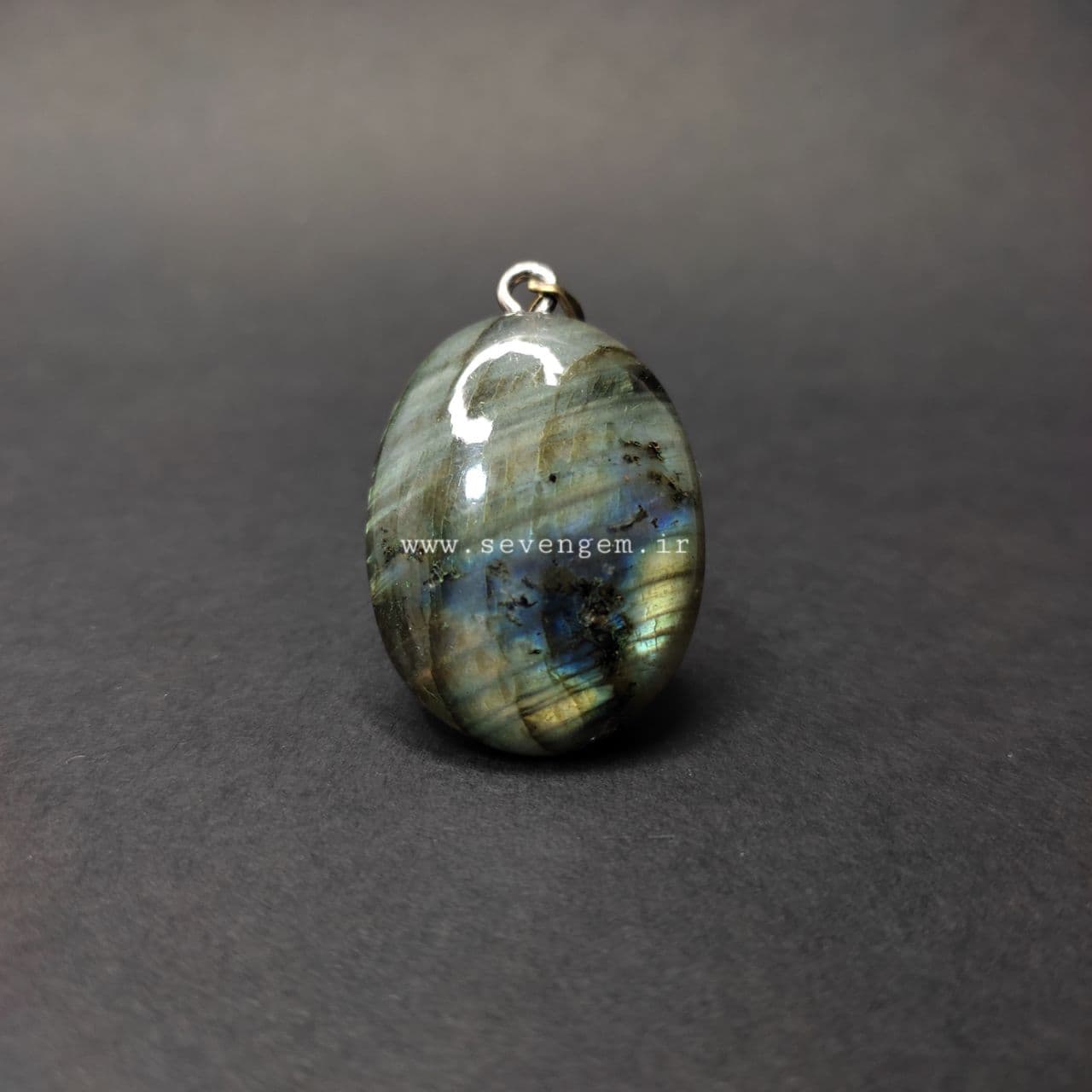 گردنبند سنگ لابرادوریت تراش بیضی (کد232) — تصویر ۳