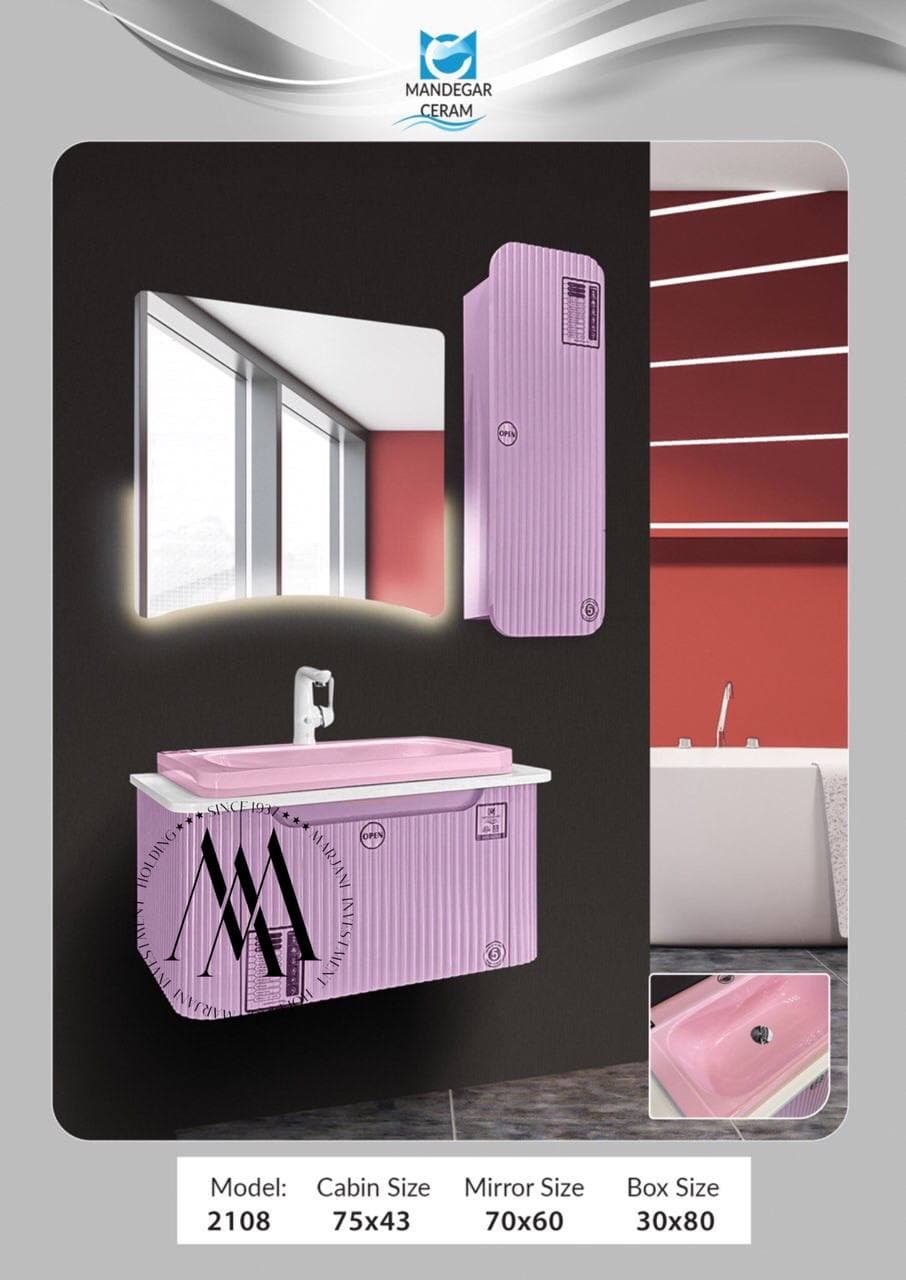 فول ست کابینت دستشویی ماندگار سرام کد 2108 (صورتی)