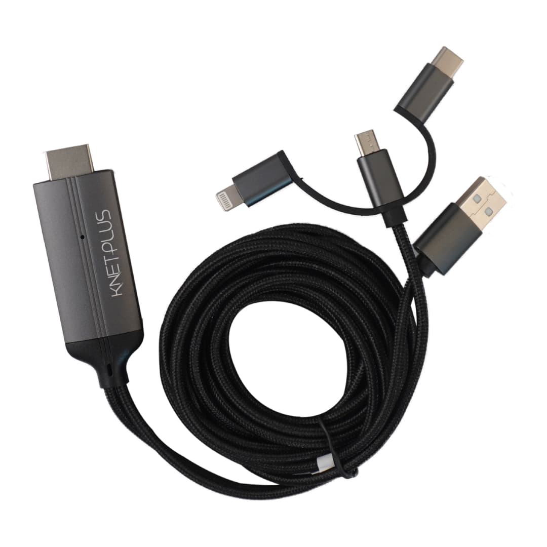 کابل تبدیل HDMI به microUSB/ USB C / لایتنینگ مدل KP-CHDMCT3 طول 2 متر