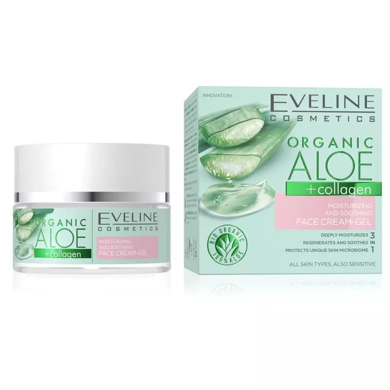 ژل کرم آبرسان و آرامبخش صورت اولاین آلوئه ورا کلاژن مدل Bio Organic Aloe + Collagen