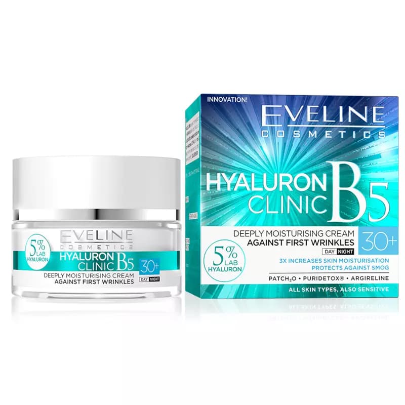کرم روز و شب آبرسان ویتامین ب5 بالای 30 سال اولاین ضد چروک مدل Hyaluron Cilinic B5