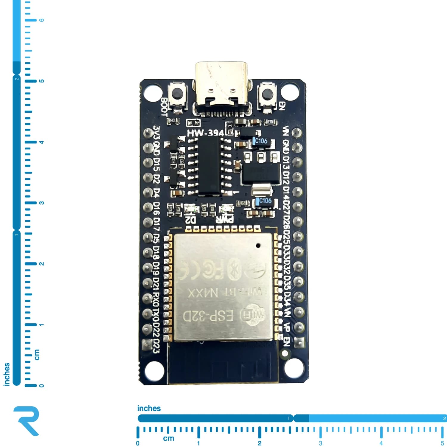 ماژول ESP32S-WROOM-32 دارای وای فای و بلوتوث 30 پایه با مبدل CH340 USB-C — تصویر ۲