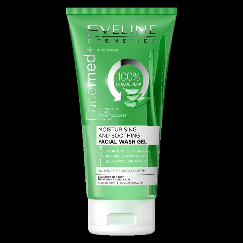 ژل شستشو صورت اولاین آلوئه ورا مرطوب کننده و آرامبخش مدل Facemed+ 100% Bio Aloe vera