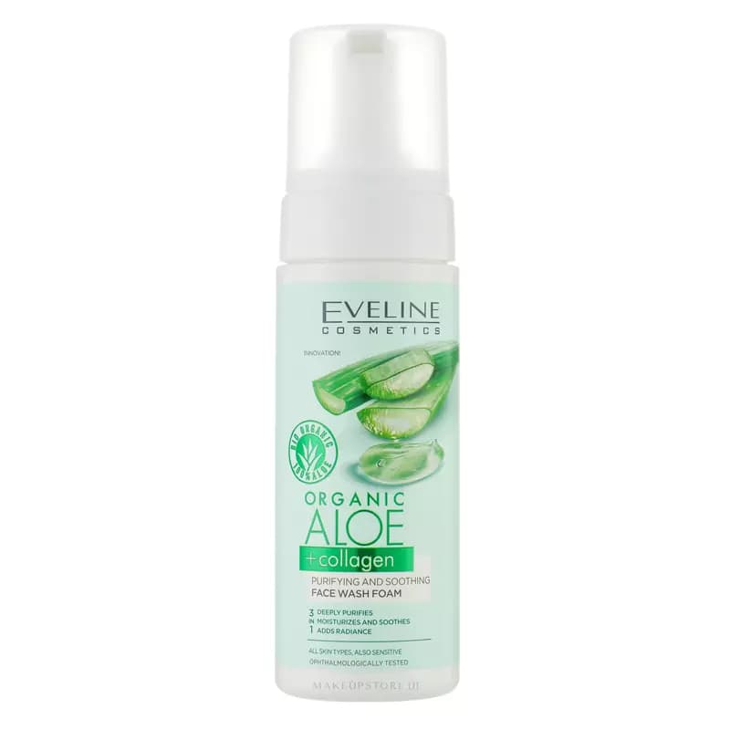 فوم شستشو صورت اولاین آلوئه ورا لایه بردار مدل Organic Aloe + Collagen