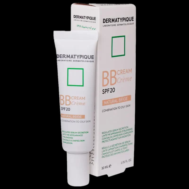 بی بی کرم پوست مختلط تا چرب با SPF 20 درماتیپیک 30 میل مدل Natural Beige