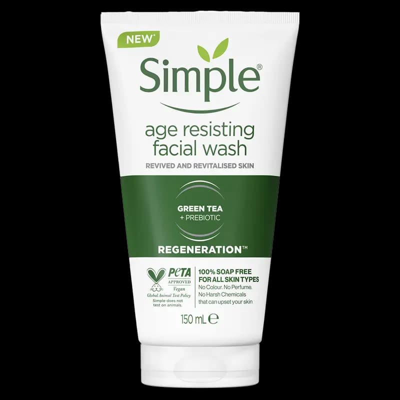 ژل شستشو ضد پیری پوست صورت سیمپل 150 میل مدل Simple Age Resisting Facial Wash
