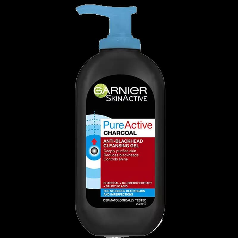 ژل شستشو صورت پیور اکتیو زغال گارنیر (گارنیه) 200 میل مدل Garnier Pure Active Charcoal