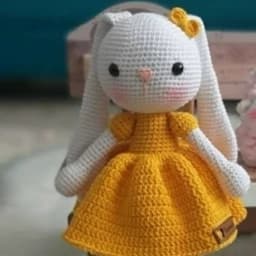 عروسک بافتنی،دست بافت،خرگوش ایستاده،اسباب بازی خرگوش، — تصویر ۲