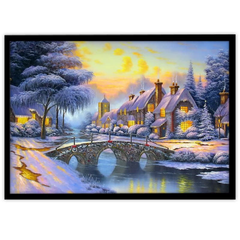 تابلو بکلیت طرح نقاشی رنگ روغن منظره زمستانی مدل B-11275
