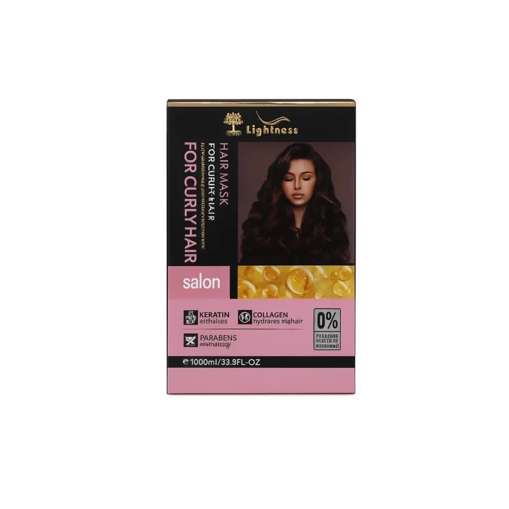 ماسک صاف کننده مو لایتنس مدل Salon حاوی کراتین و کلاژن مناسب برای موهای فر و مجعد حجم 1000 میلی لیتر