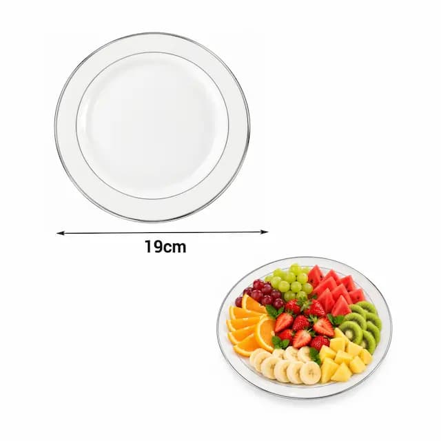 بشقاب میوه خوری پلاستیکی سفید 6 عددی طب