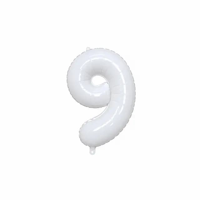 بادکنک فویلی عدد 9 سفید