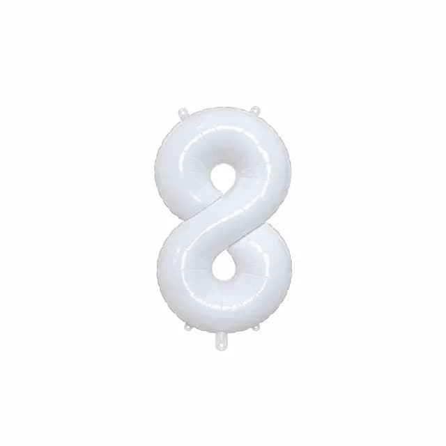 بادکنک فویلی عدد 8 سفید