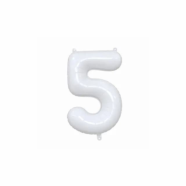 بادکنک فویلی عدد 5 سفید