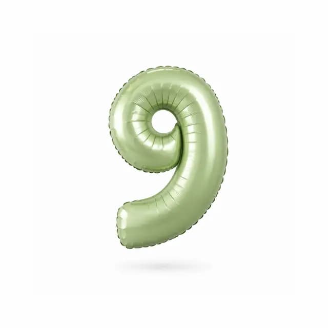 بادکنک فویلی عدد 9 سبز پاستلی