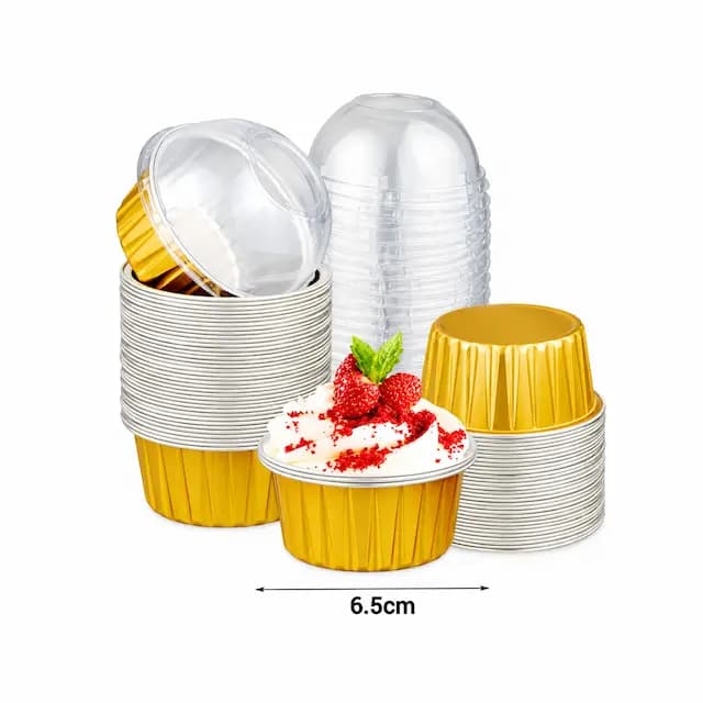 کپسول کاپ کیک آلومینیوم درب دار 5 عددی طلایی